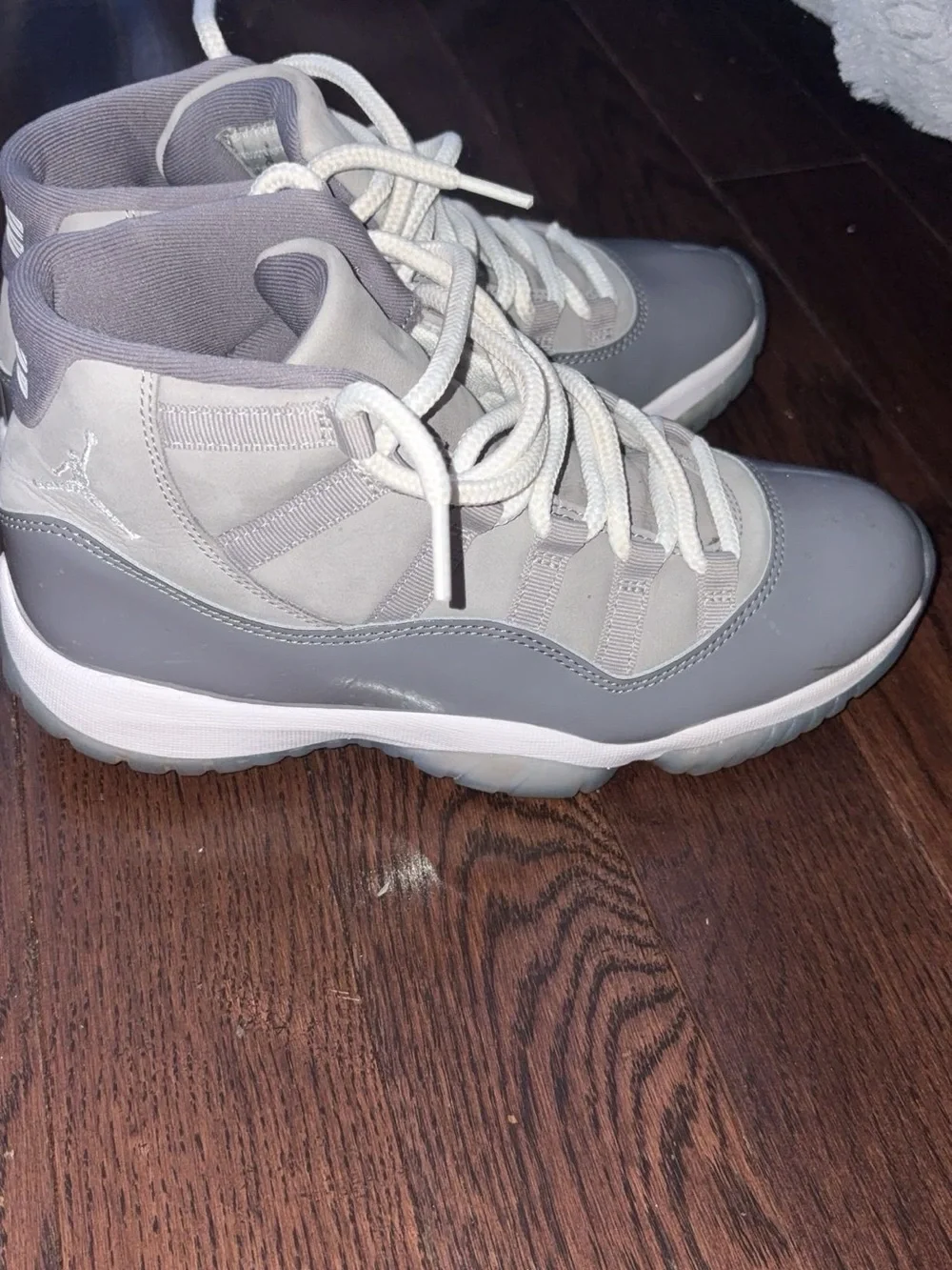 Jordan men’s  High-Top Sneakers in Gray and White